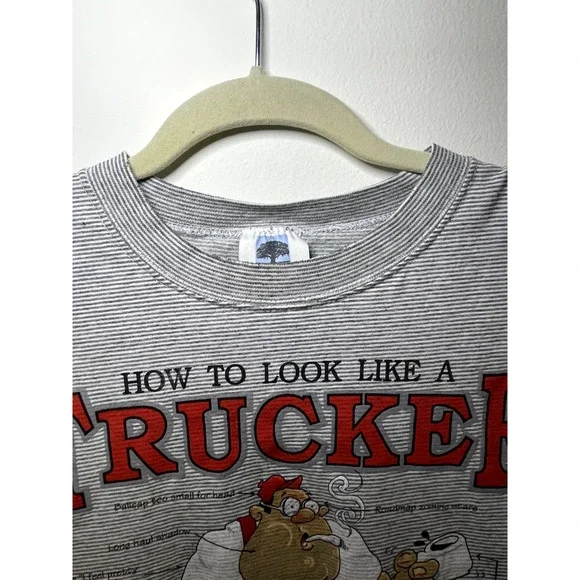 Grey & White Single-Stitch 1993 Vintage "How to Look Like a Trucker" Tee Size XL - Picture 3 of 13